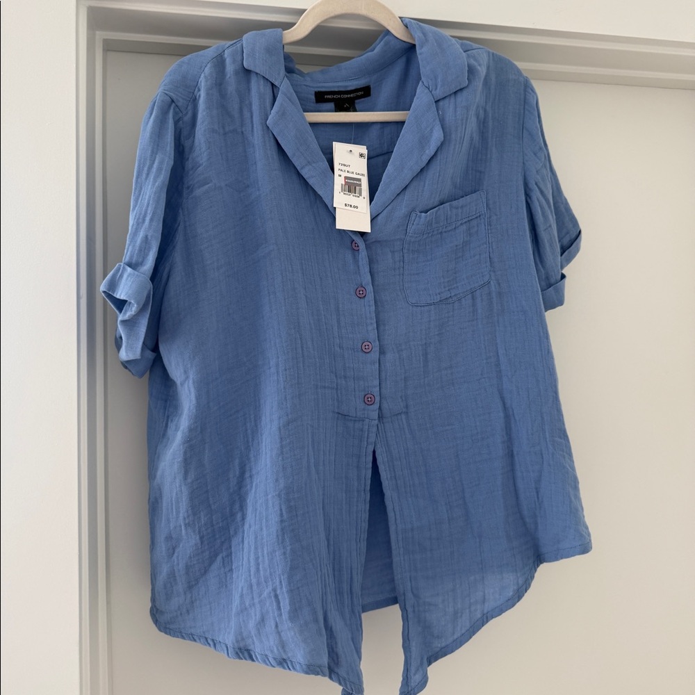 French connection 100% cotton blue button down